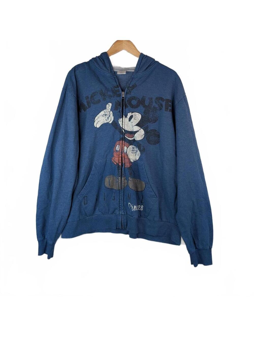 Disney Store Mickey Mouse Blue Zip-Up Hoodie Sweatshirt XL